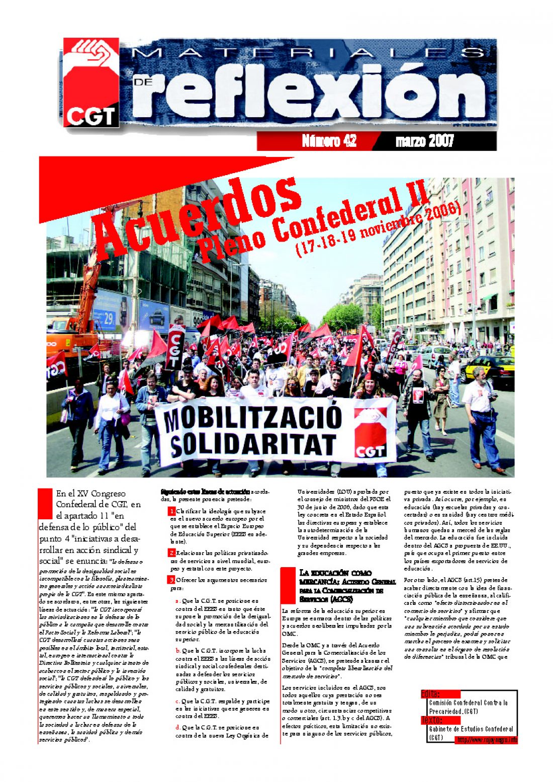 MR 42 Acuerdos Pleno Confederal. Noviembre de 2006 (II)