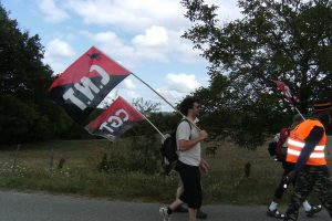 Montauban–Montpezat, la Marcha a Bruselas sigue su camino. Saludo de la CNT francesa