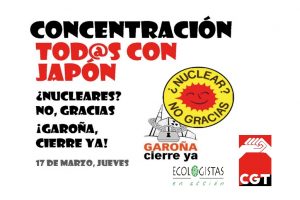 Jueves, 17 de Marzo : CONCENTRACIONES en más de 20 ciudades en solidaridad con el pueblo japonés y por el abandono de la energía nuclear.