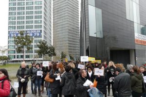 Corte de tráfico en Barcelona por lxs trabajadorxs de Orizonia