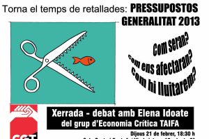 CGT Catalunya. Charla debate en Barcelona sobre los presupuestos de la Generalitat, martes 21 de febrero a las 19:30 h.