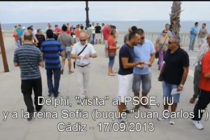 Los ex-trabajadores de DELPHI y el colectivo de parados de Cádiz visitan al PSOE, IU y a la reina Sofía