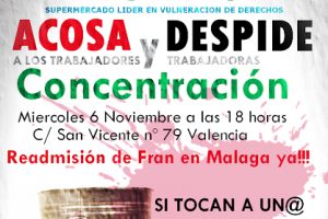 6-n: Concentración en Valencia contra la política antisindical de Mercadona