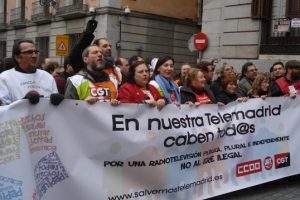 Manifestación en defensa de Telemadrid y contra el ERE en su primer aniversario