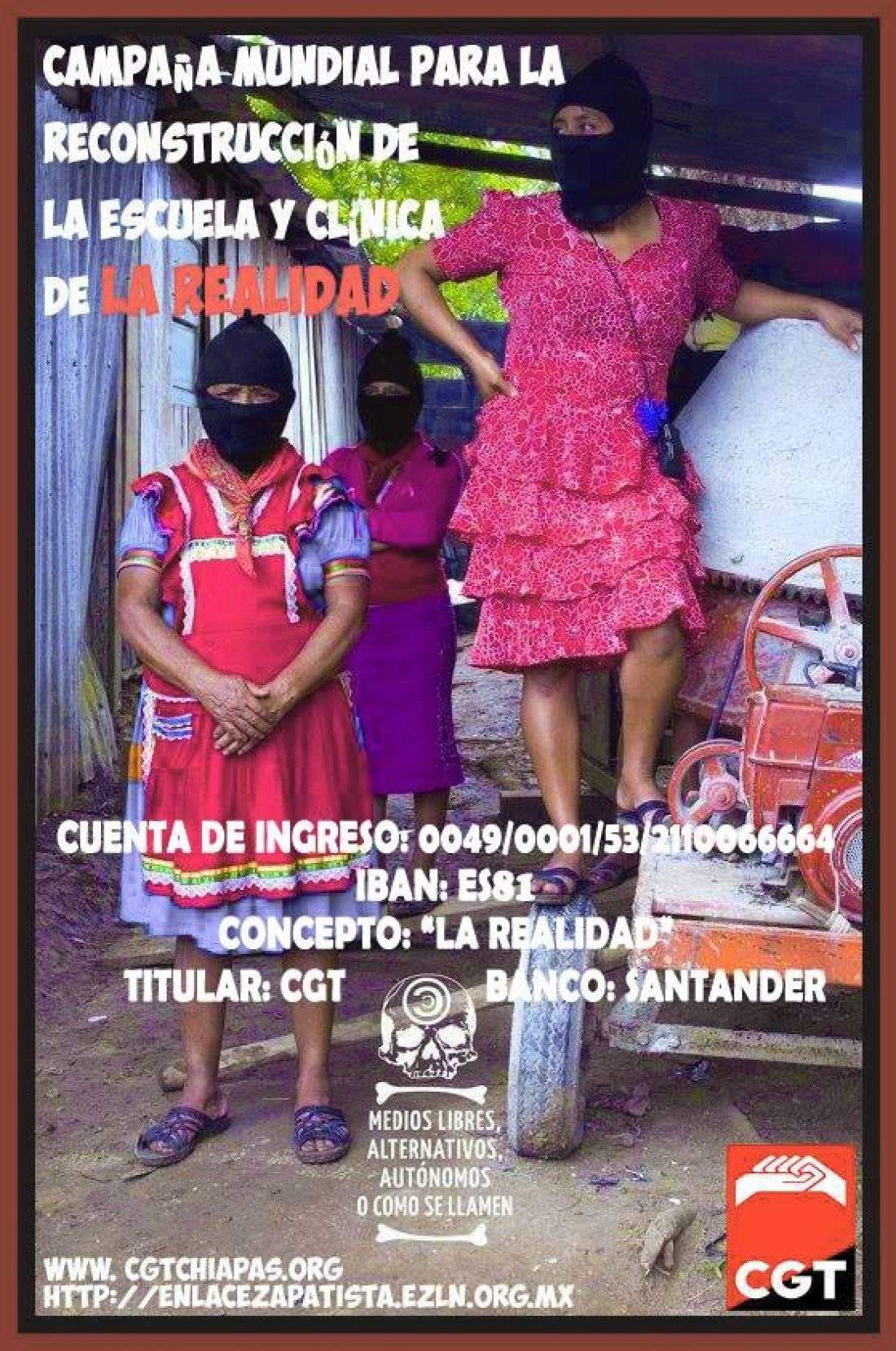 Campaña internacional Reconstrucción Escuela y Clínica en La Realidad, Chiapas.