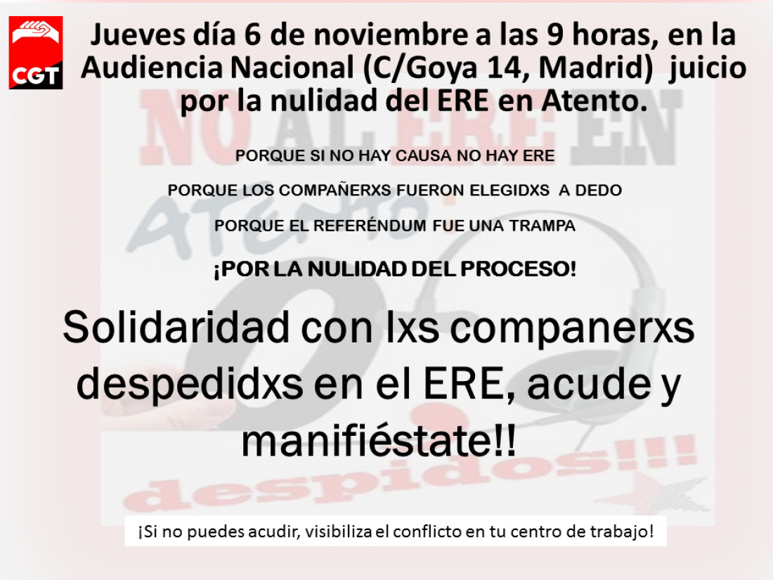 ERE de Atento: Concentración en la Audiencia Nacional