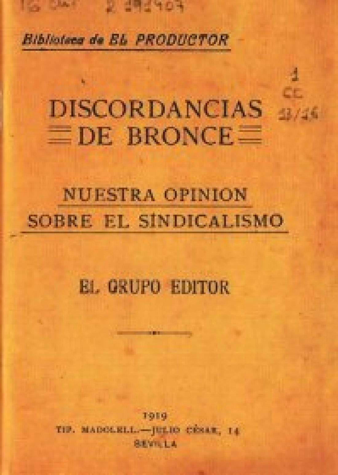 Se edita “Discordancias de Bronce” de José Sánchez Rosa, coincidiendo con el 150ª aniversario de su nacimiento