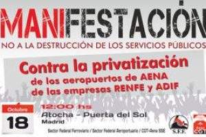 Sábado 18 Octubre: 12:00 manifestación estatal en defensa del transporte público, social, sostenible y seguro.‏