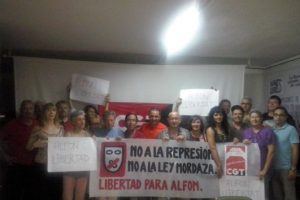 Declaración del Pleno de Sindicatos de la CGT-PV y Murcia contra el encarcelamiento de “Alfon”, la represión al activismo social y la Ley Mordaza