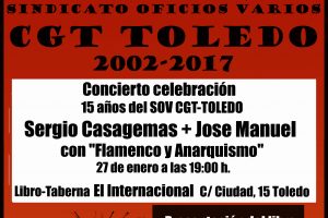 CGT Toledo celebra sus 15 años con música y Carlos Taibo