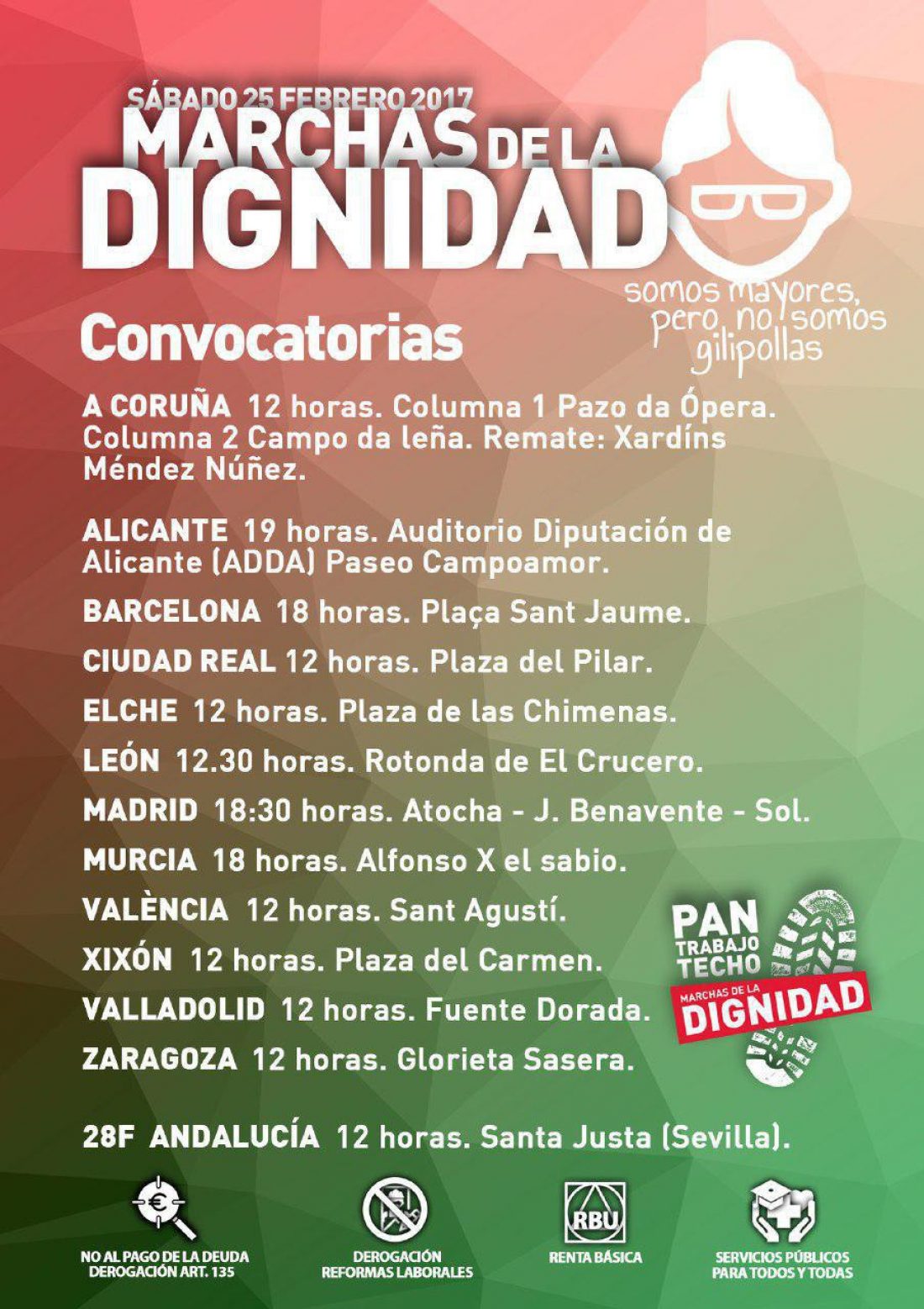 Convocatorias 25F Marchas de la Dignidad