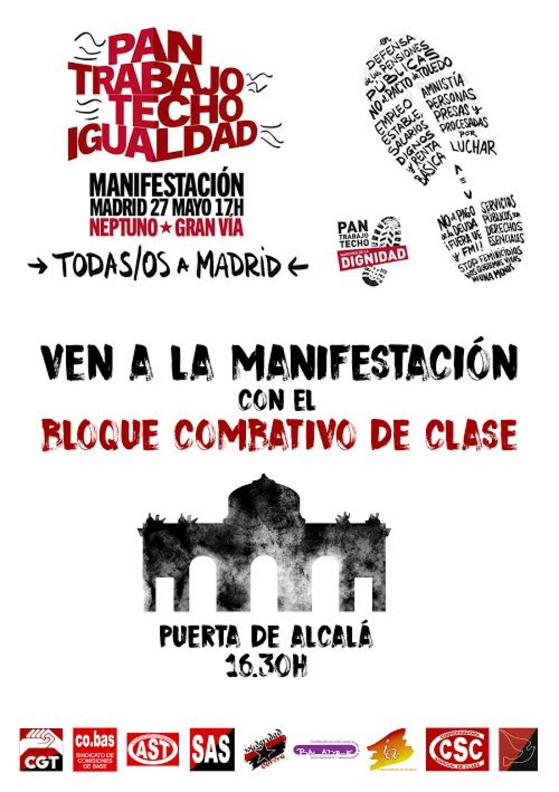 El 27 de mayo, ven a la manifestación con el Bloque Combativo de Clase