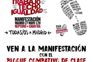 El 27 de mayo, ven a la manifestación con el Bloque Combativo de Clase