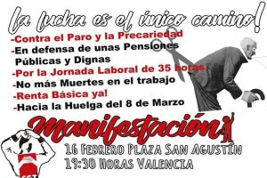 16-F Manifestación: En Defensa de las Pensiones Públicas, Contra el Paro y la Precariedad, Por el Reparto del Trabajo y la Riqueza…