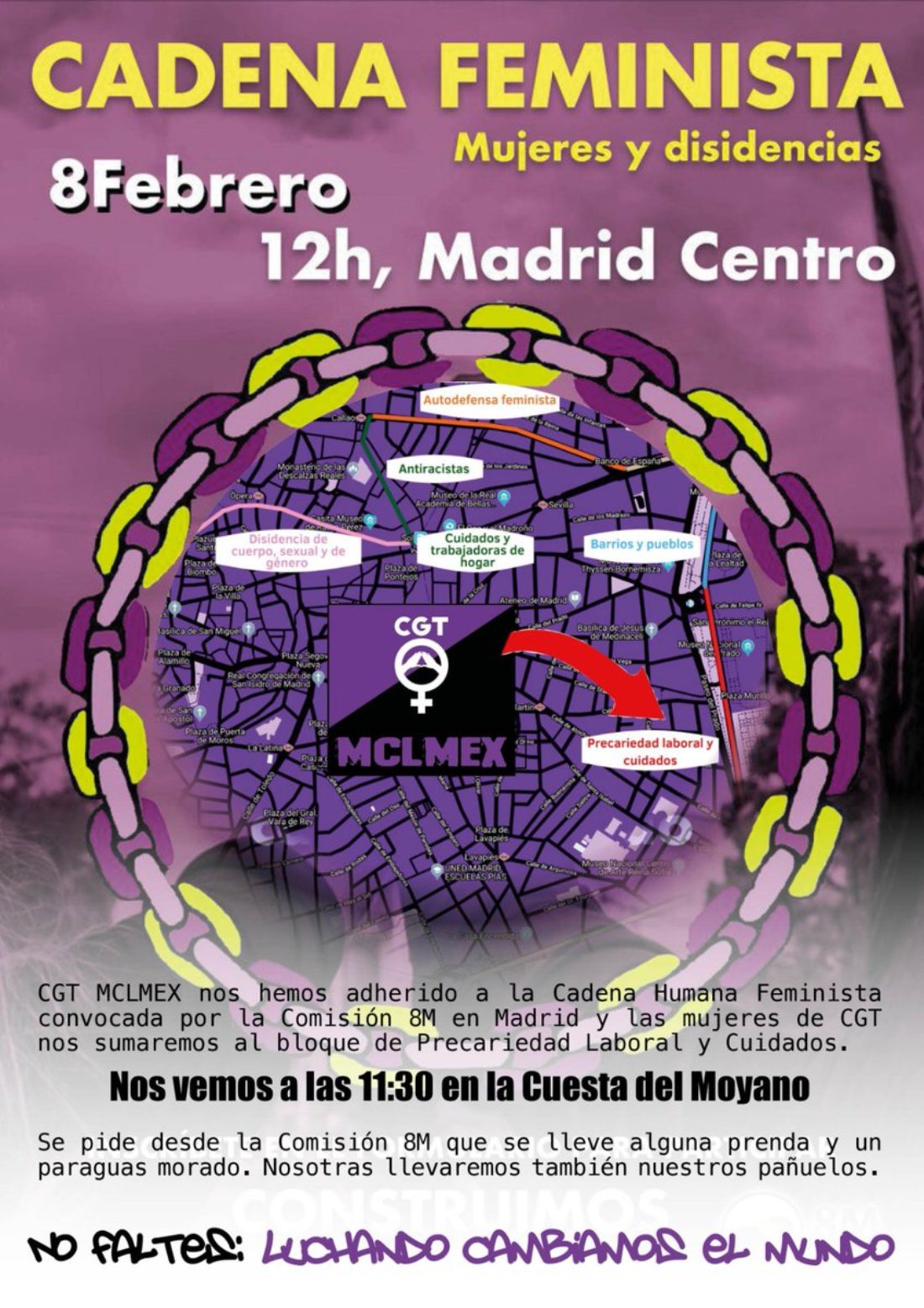 Cadena Feminista 8 Febrero en Madrid