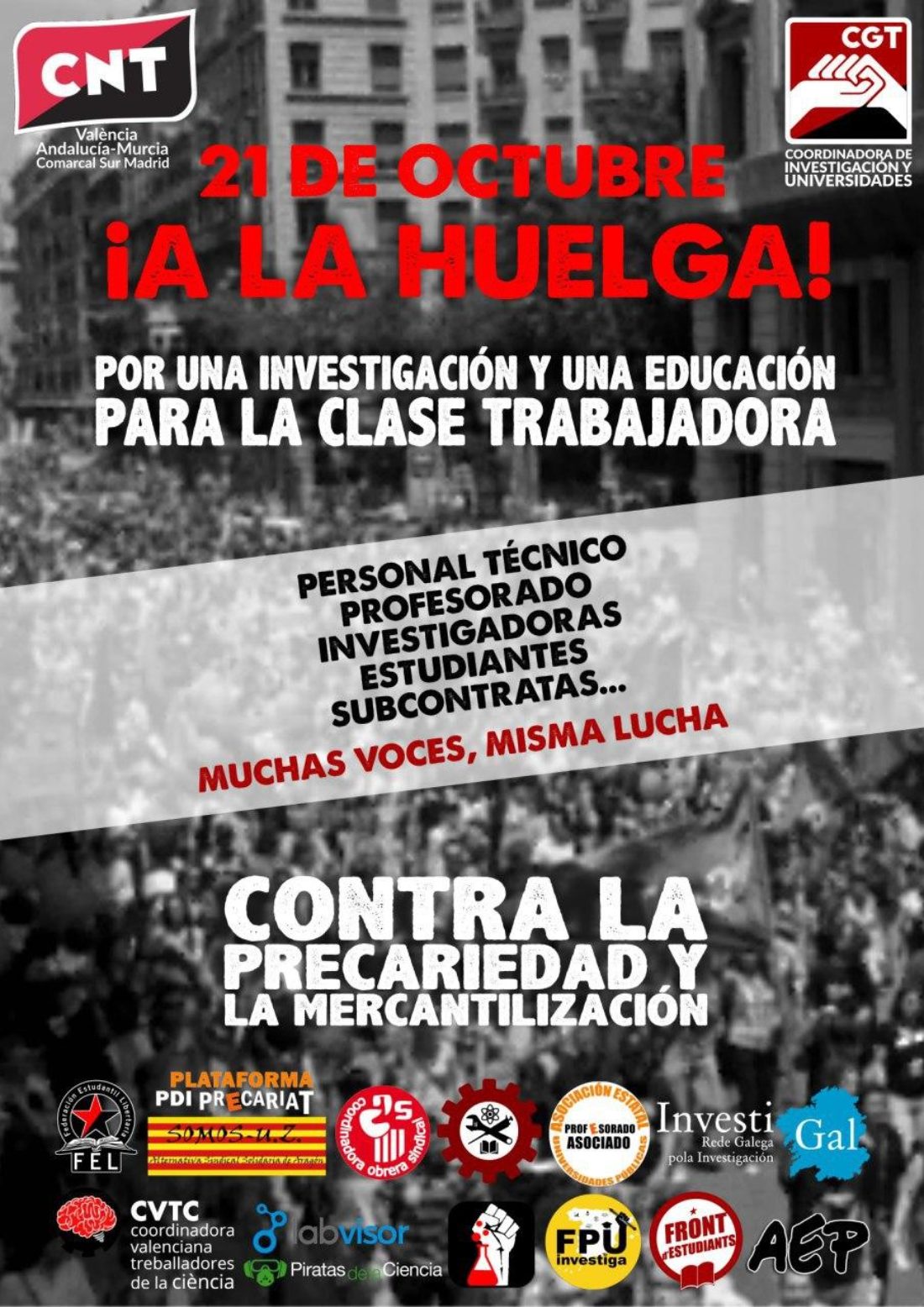 21 de octubre: huelga en la universidad y la investigación