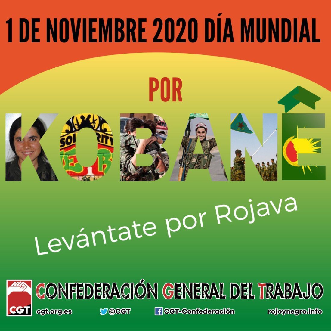 CGT se suma a la celebración internacional del Día Mundial por Kobanê para reivindicar la resistencia del pueblo kurdo frente a los fascismos