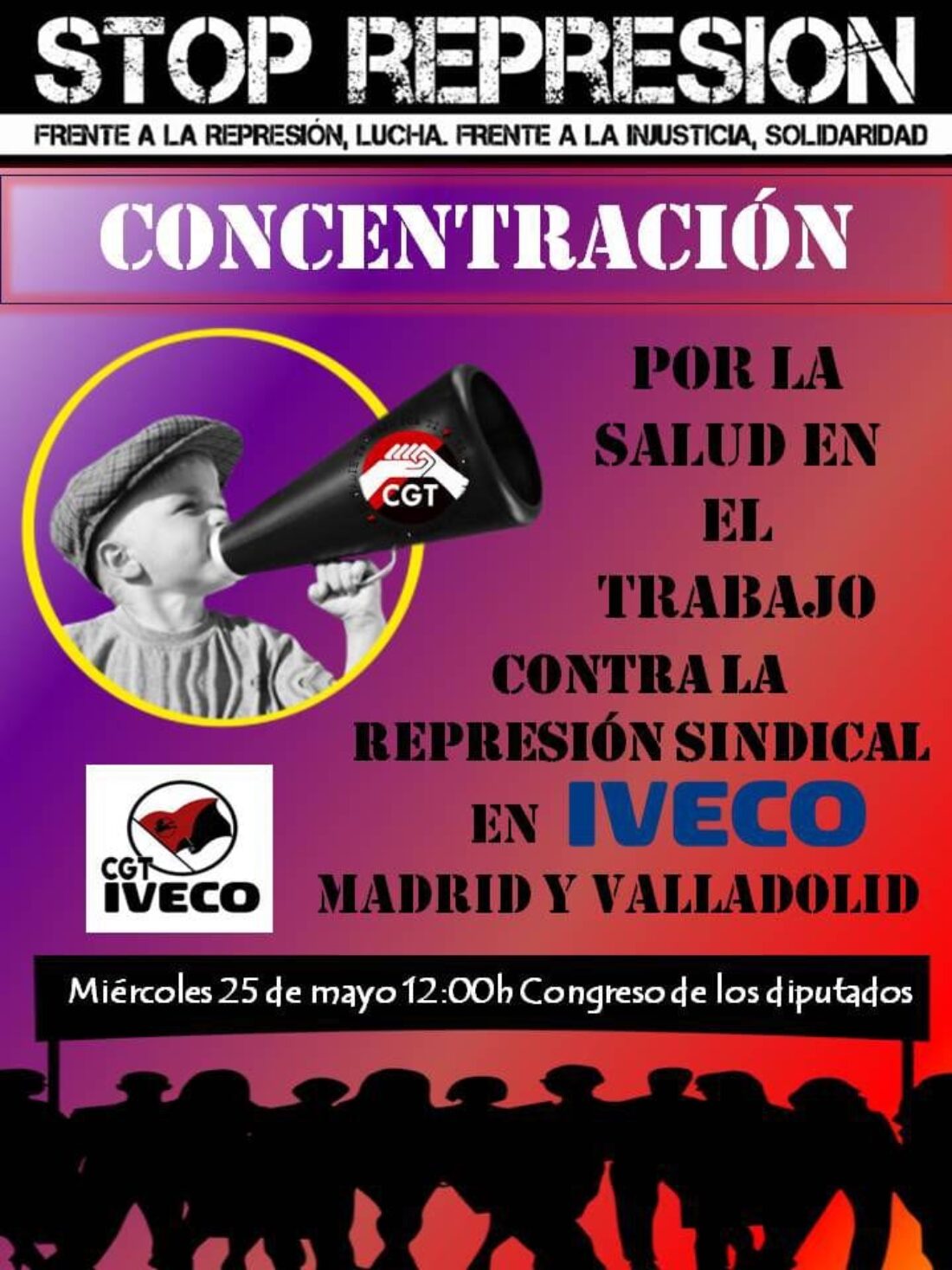 CGT se concentrará frente al congreso contra la represión sindical en Iveco