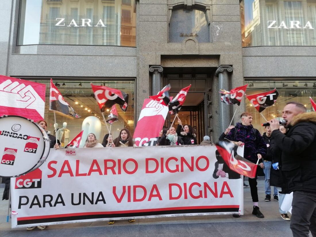 CGT convoca el 11 de Febrero una huelga estatal de trabajadores y trabajadoras de las tiendas del grupo Inditex por una subida salarial y unas condiciones laborales dignas