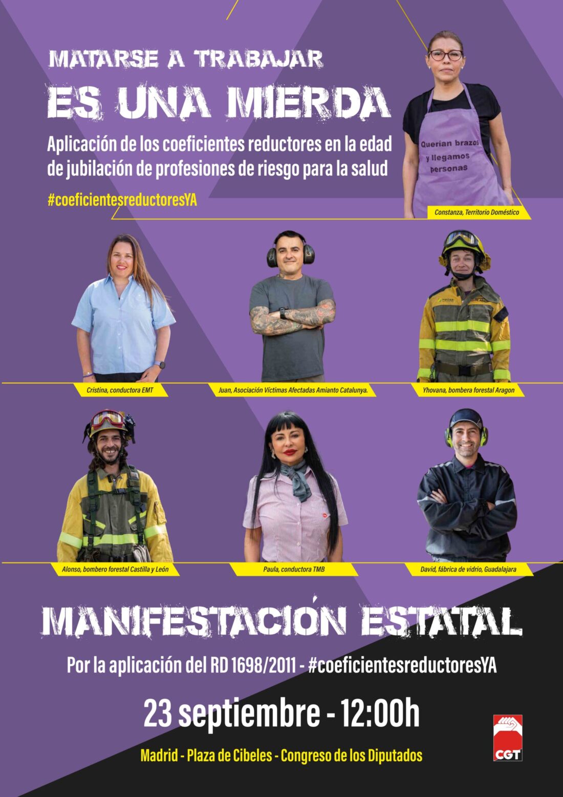 Manifestación – Matarse a trabajar es una mierda  #coeficientesreductoresYA #23S