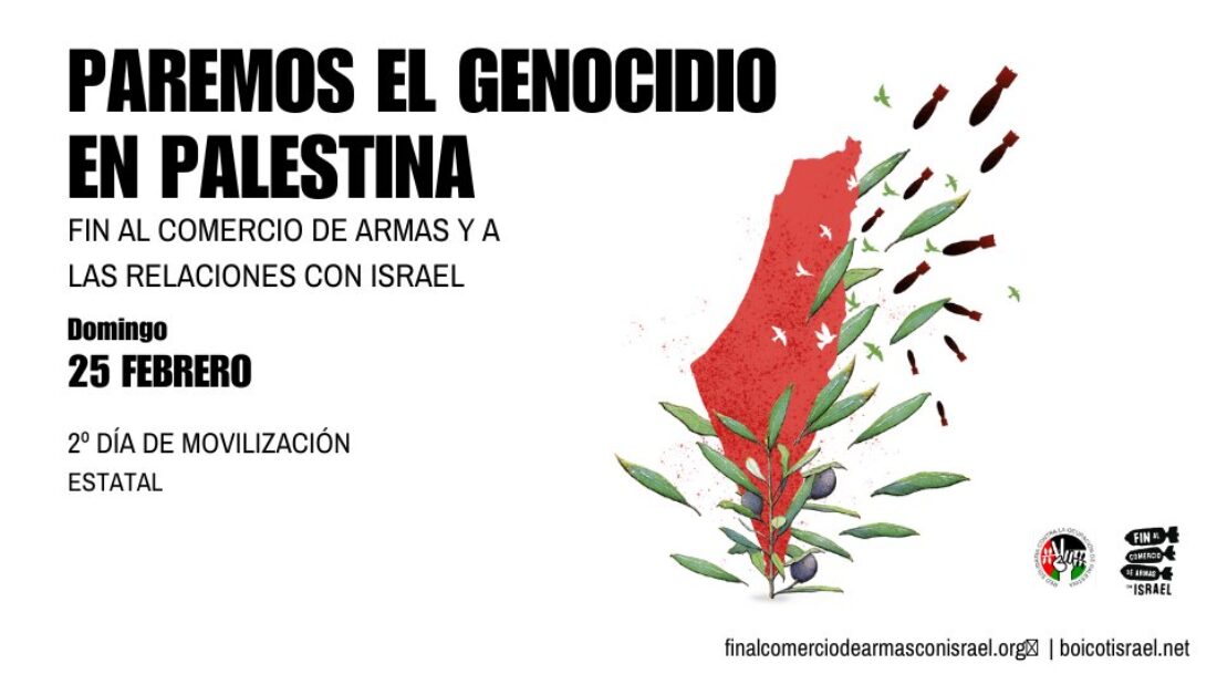 ¡Paremos el genocidio en Palestina! Convocatorias simultáneas de manifestaciones el 25 de Febrero