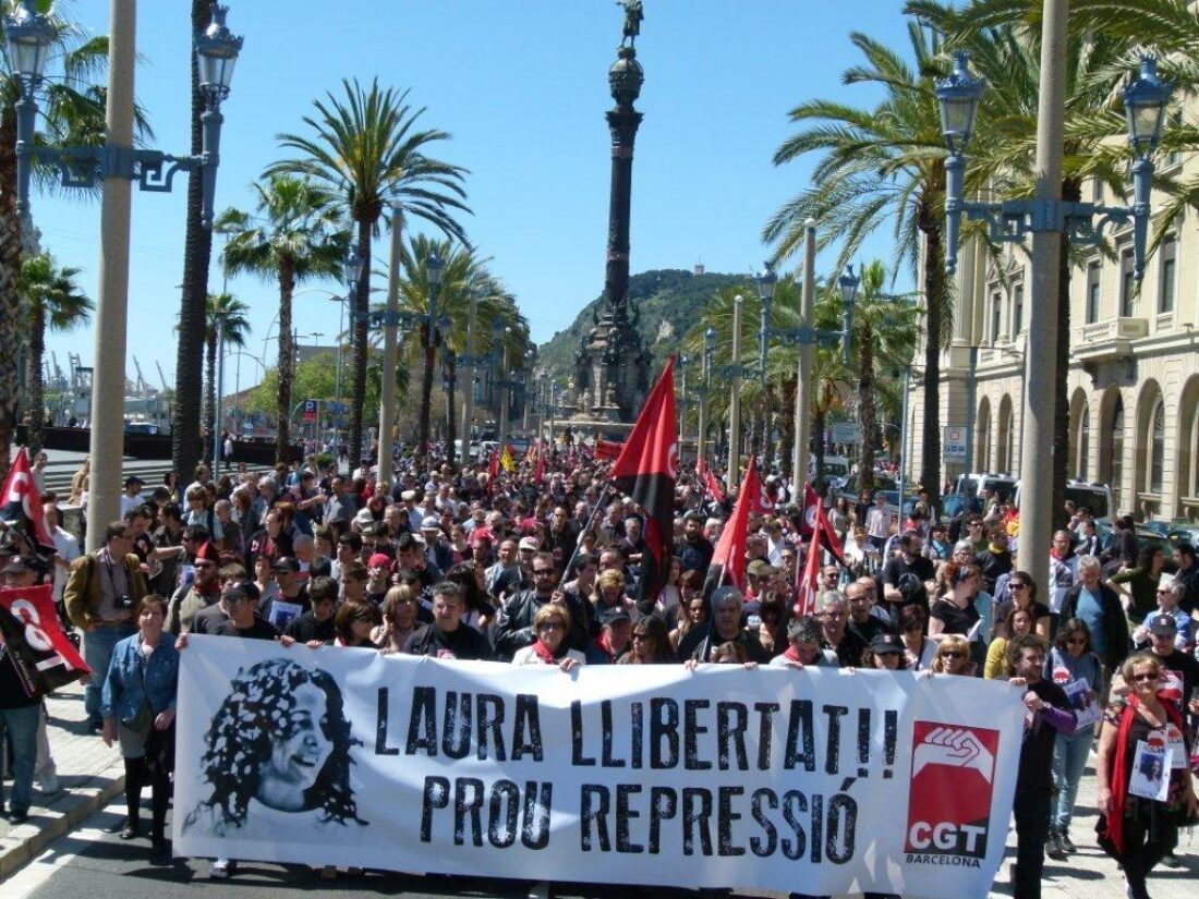 1º de Mayo en Barcelona. Manifestación y carta de Laura Gómez desde su secuestro