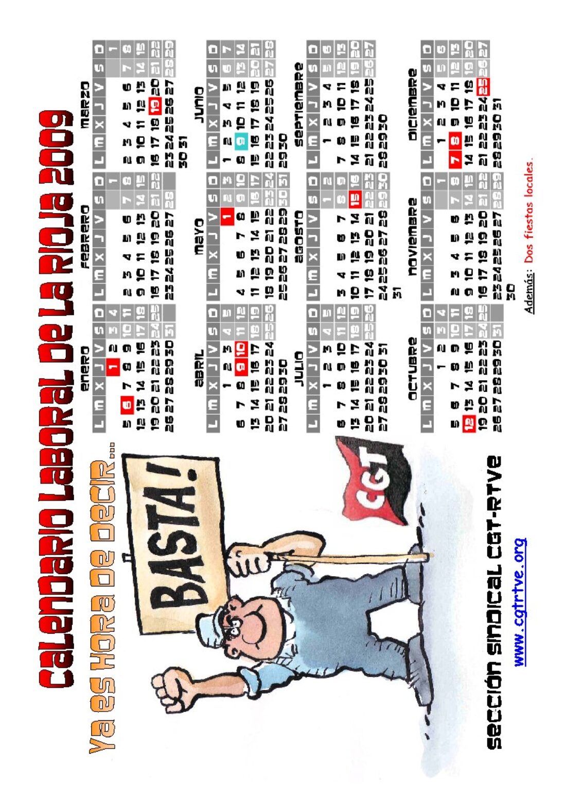 PDF cegetero del Calendario Laboral 2009 de La Rioja