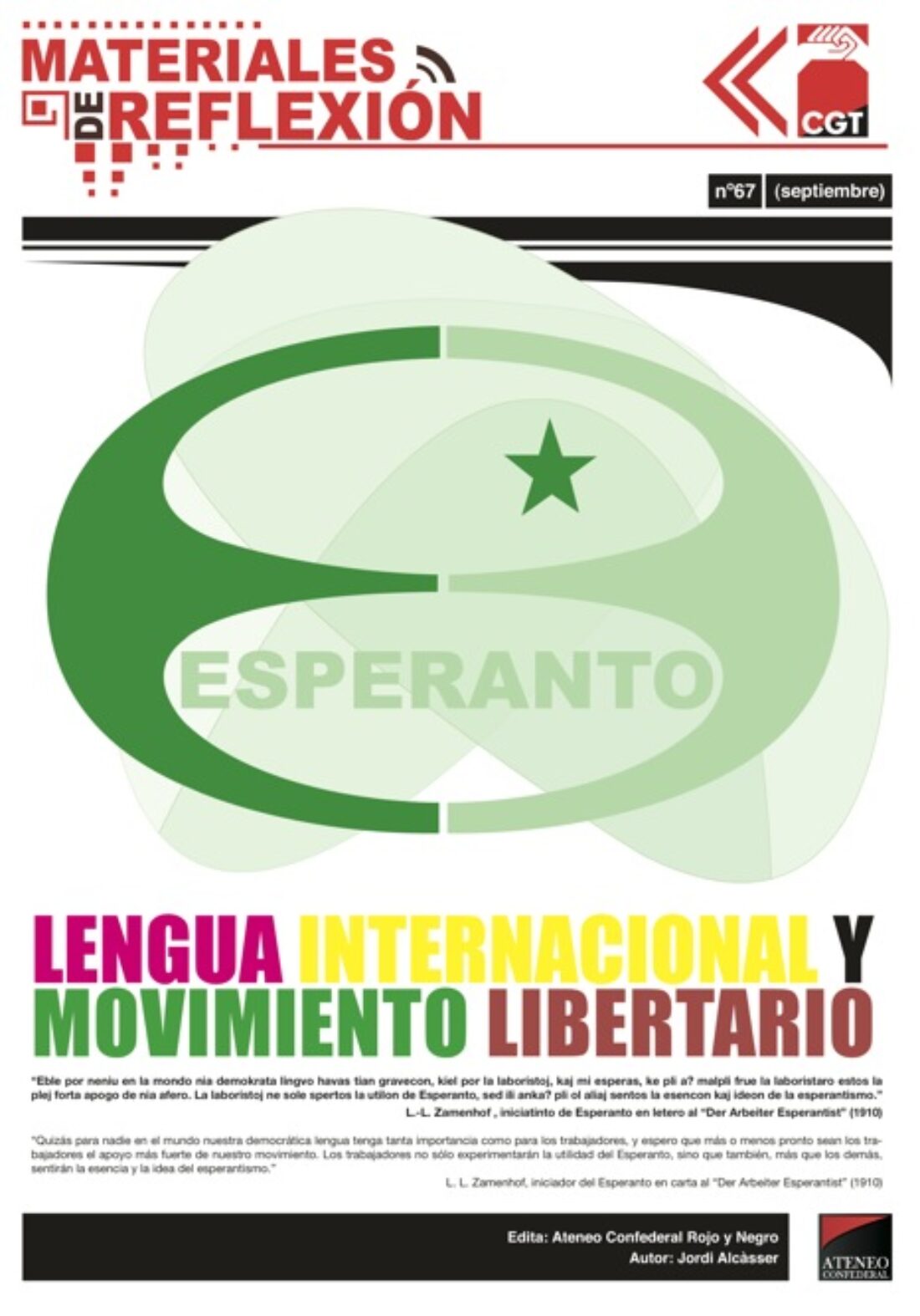 MR nº 67 : Esperanto, Lengua Internacional y Movimiento Libertario