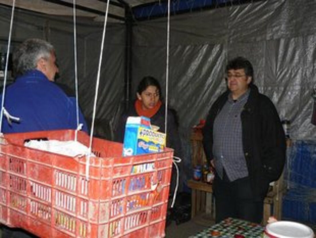 La CGT visita el Plantón de Molino de Flores, situado en las puertas del penal de la localidad de Texcoco, México.