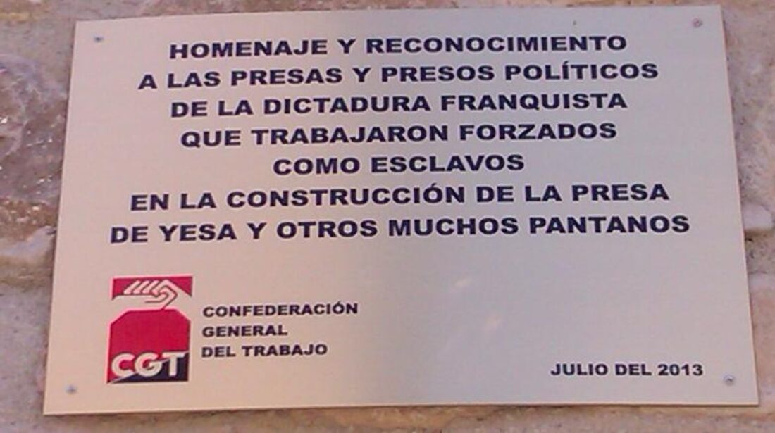 Homenaje de la CGT a las presas y presos franquistas que trabajaron en la construcción del embalse de Yesa y otros pantanos