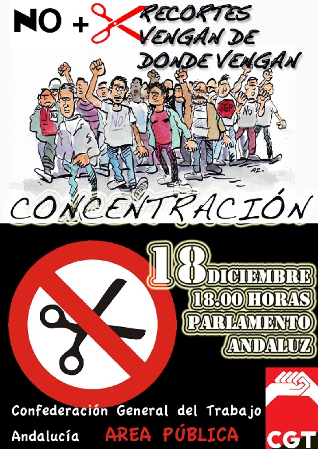 El 18 a las 18.00 horas, todas y todos a las puertas del Parlamento andaluz contra los Presupuestos