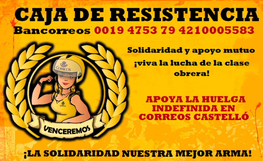 Caja de Resistencia por la Huelga Indefinida de Correos Castelló