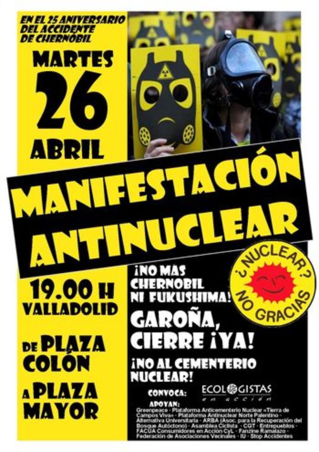 Valladolid, 26 de Abril : Manifestación antinuclear con motivo del 25 aniversario del accidente de Chernóbil