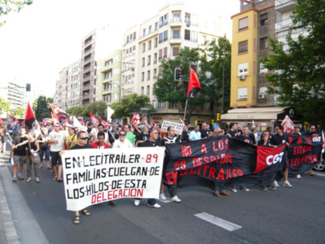 Manifestación en Zaragoza de los trabajadores de Lecitrailer (15/VI/2009)