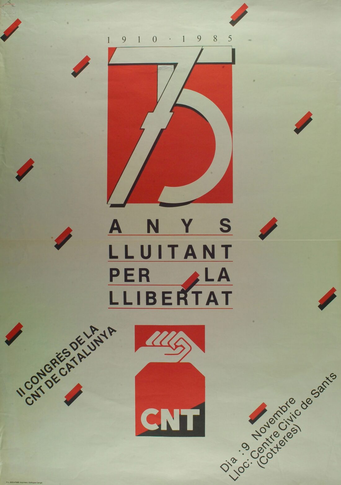 Cartel II Congreso CNT Catalunya (Barcelona 1985)