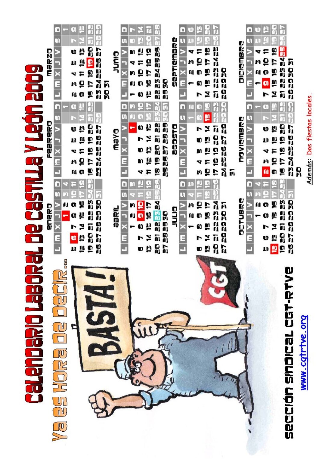 PDF cegetero del Calendario Laboral 2009 de Castilla y León