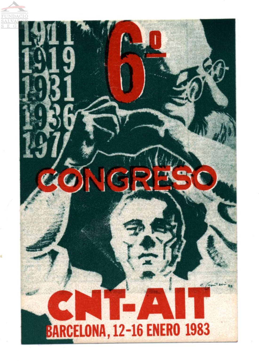 Cartel VI-VII Congreso CNT (Barcelona y Torrejón de Ardoz 1983)