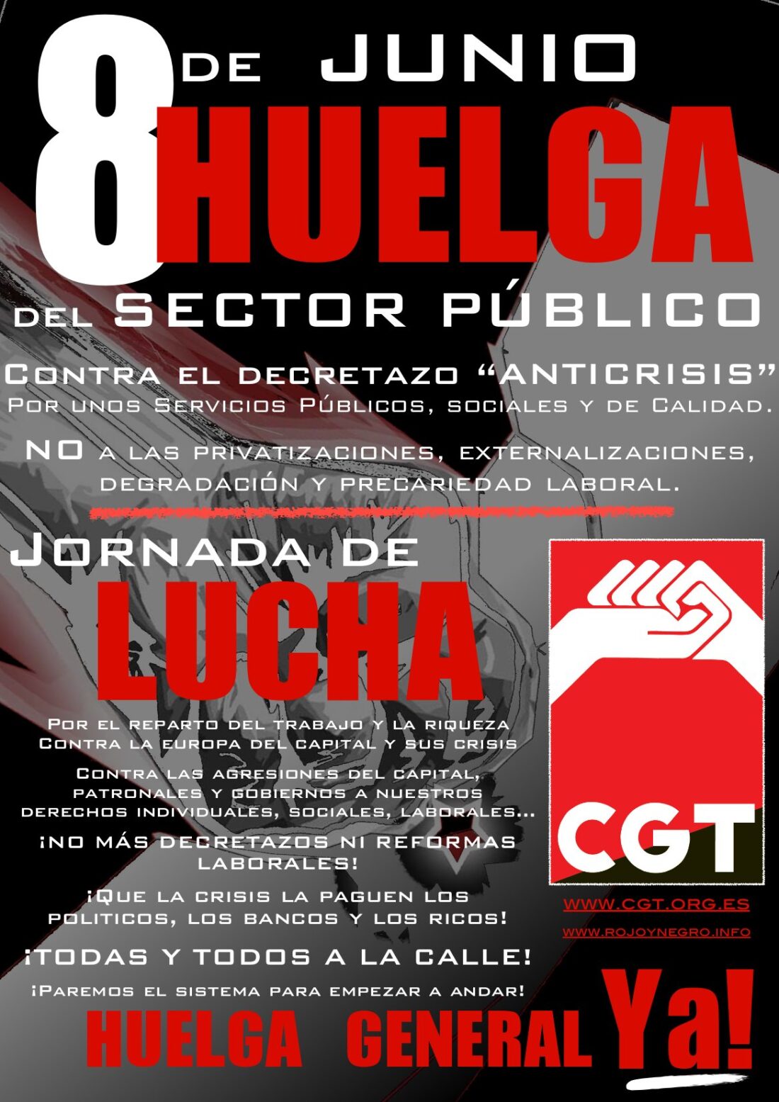 CGT convoca Huelga el 8 de Junio