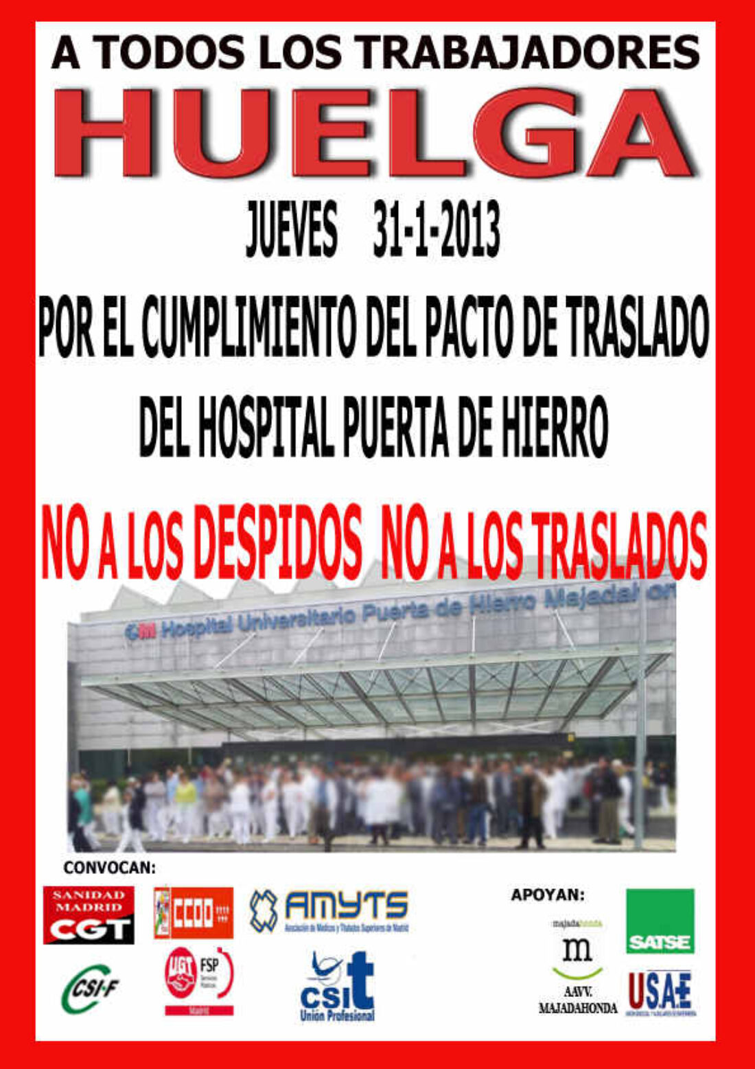 Madrid. 31 de enero Huelga en el Hospital Puerta de Hierro Majahonda