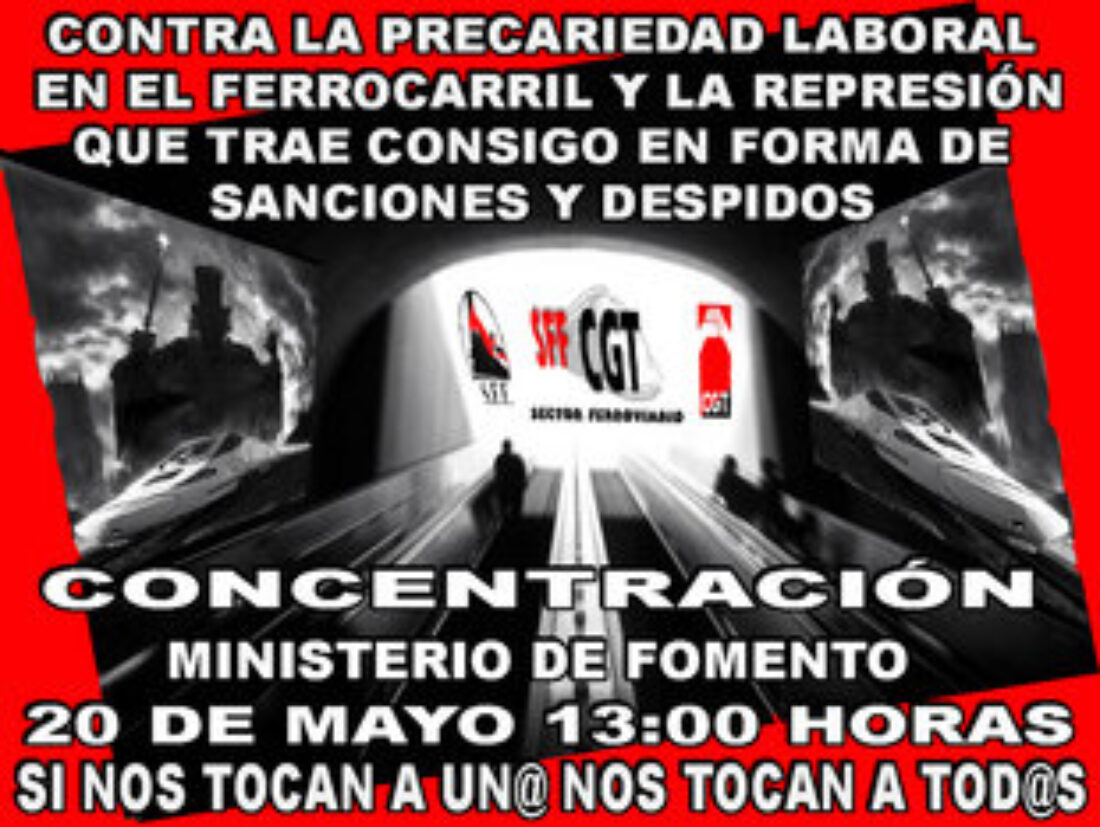 Concentración contra la precariedad laboral y la represión sindical en el sector ferroviario