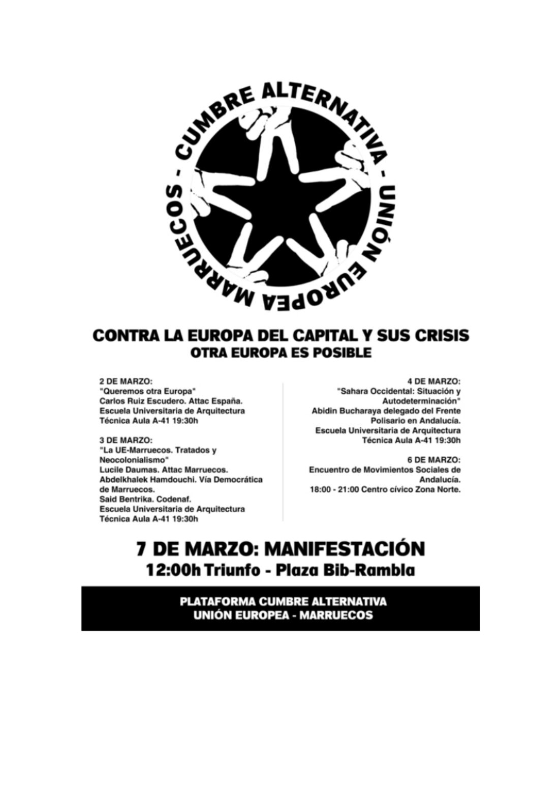 Granada, del 2 al 6 de Marzo : Cumbre alternativa UE-Mahgreb