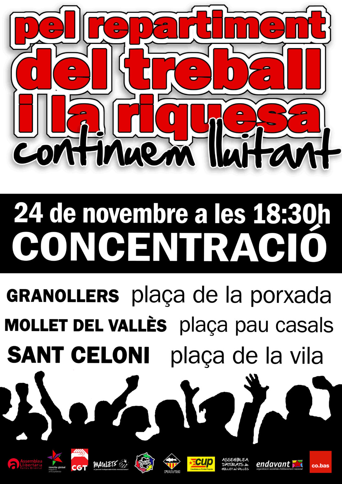 24 de noviembre, Vallès Oriental : Concentraciones por el reparto del trabajo y la riqueza.