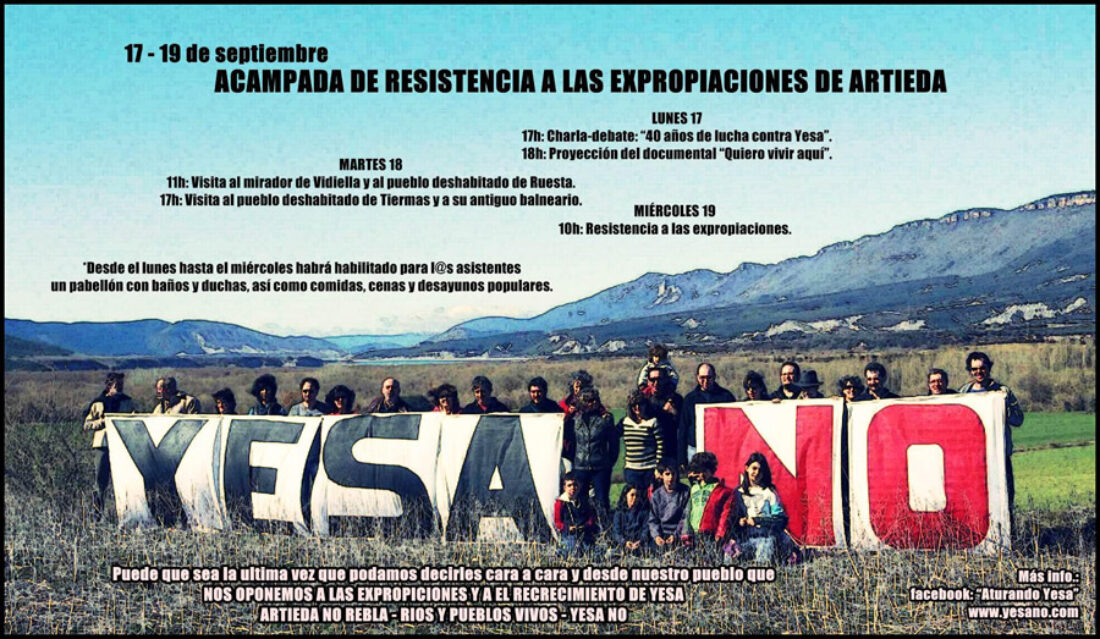 17-19 de septiembre: Acampada de resistencia a las expropiaciones en el pantano de Yesa