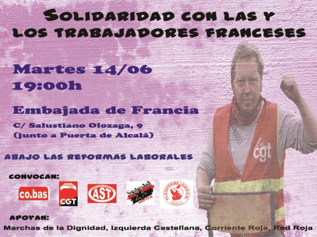 Concetración en solidaridad con las trabajadoras y trabajadores de Francia