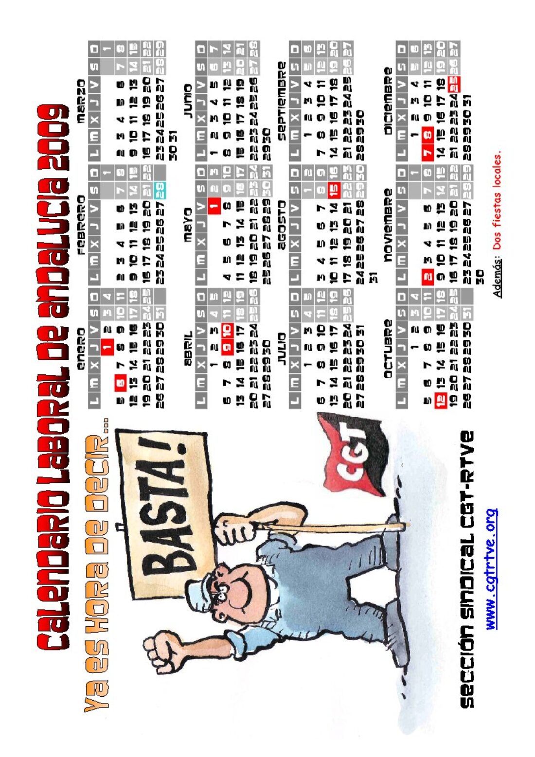 PDF cegetero del calendario laboral 2009 de Andalucía