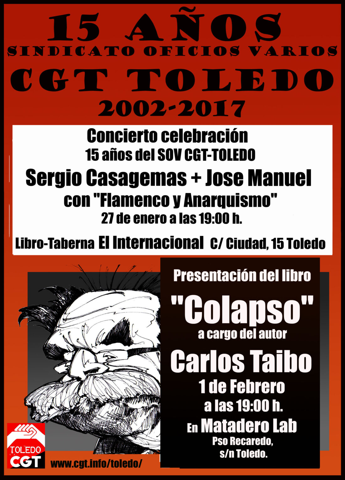 CGT Toledo celebra sus 15 años con música y Carlos Taibo