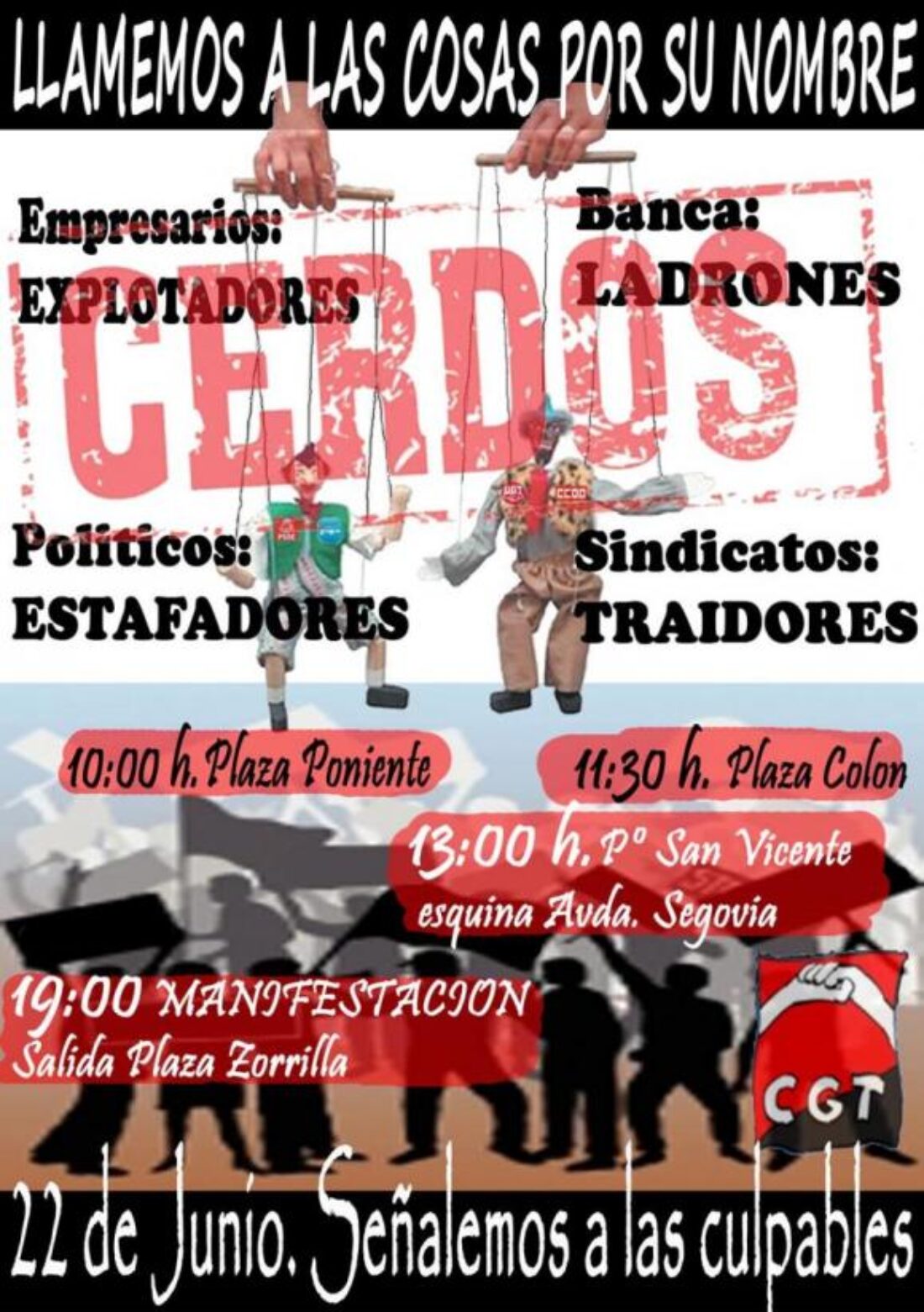 Valladolid, 22 de junio : Jornada de Lucha «Llamemos a las cosas por su nombre. Señalemos a los culpables»