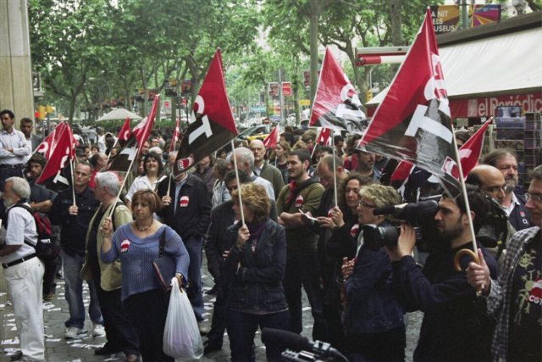 Intento de ocupación por la CGT de la Bolsa de Barcelona.